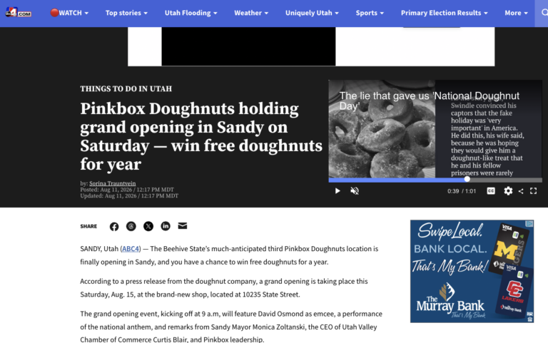 Pinkbox Doughnuts holding grand opening in Sandy on Saturday — win free doughnuts for year